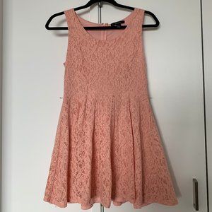 Cute Laced Coral Mini Sun Dress A-line Small